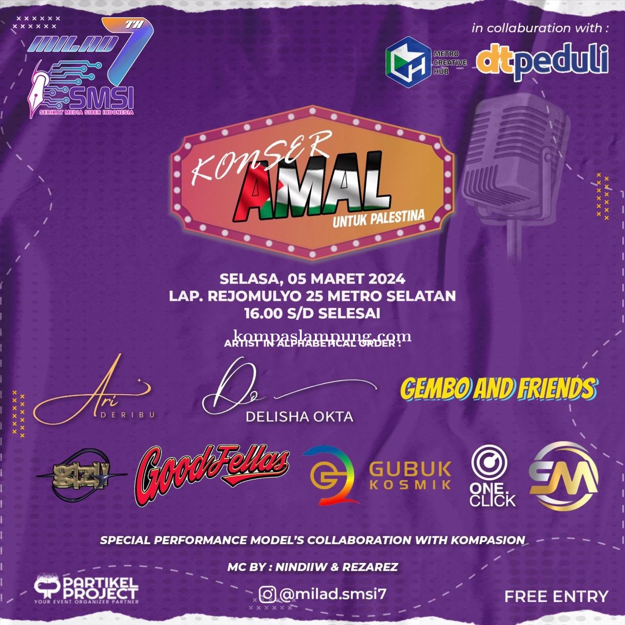 Rayakan Milad ke-7, SMSI Metro Menggelar Konser Amal Untuk Palestina