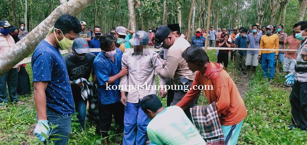 Polsek Penawartama Identifikasi Penemuan Mayat Tergantung Di Pohon Karet