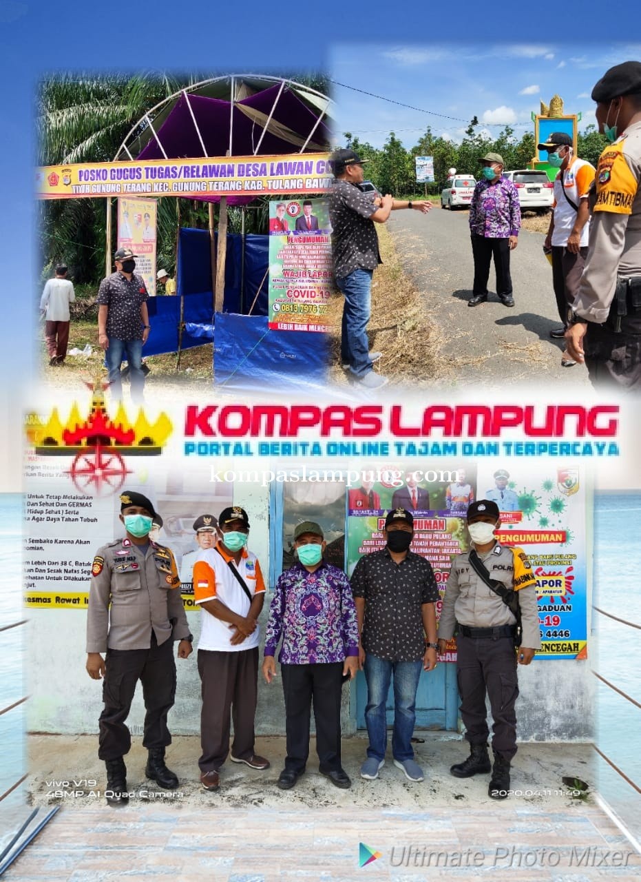 Masyarakat Tiyuh Gunung Terang Bergotong Royong Membuat Posko Penanggulangan Covid-19
